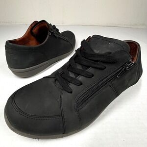 Vionic Abigail Black Suede Lace Up Sneakers Womens 9.5 Weather Resistant Zip EUC
